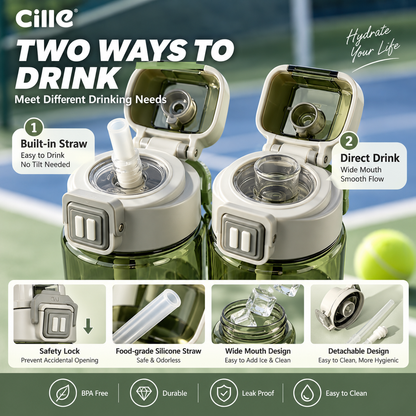 590ml Sports Water Bottle with Carry Handle & Strap