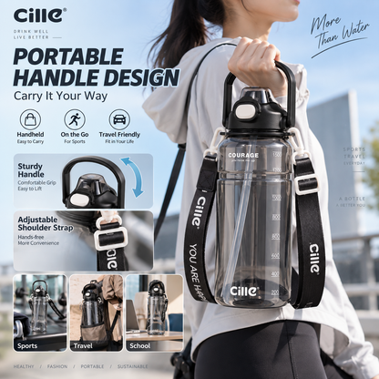 1.5L Large Capacity Sports Water Bottle with Carry Strap